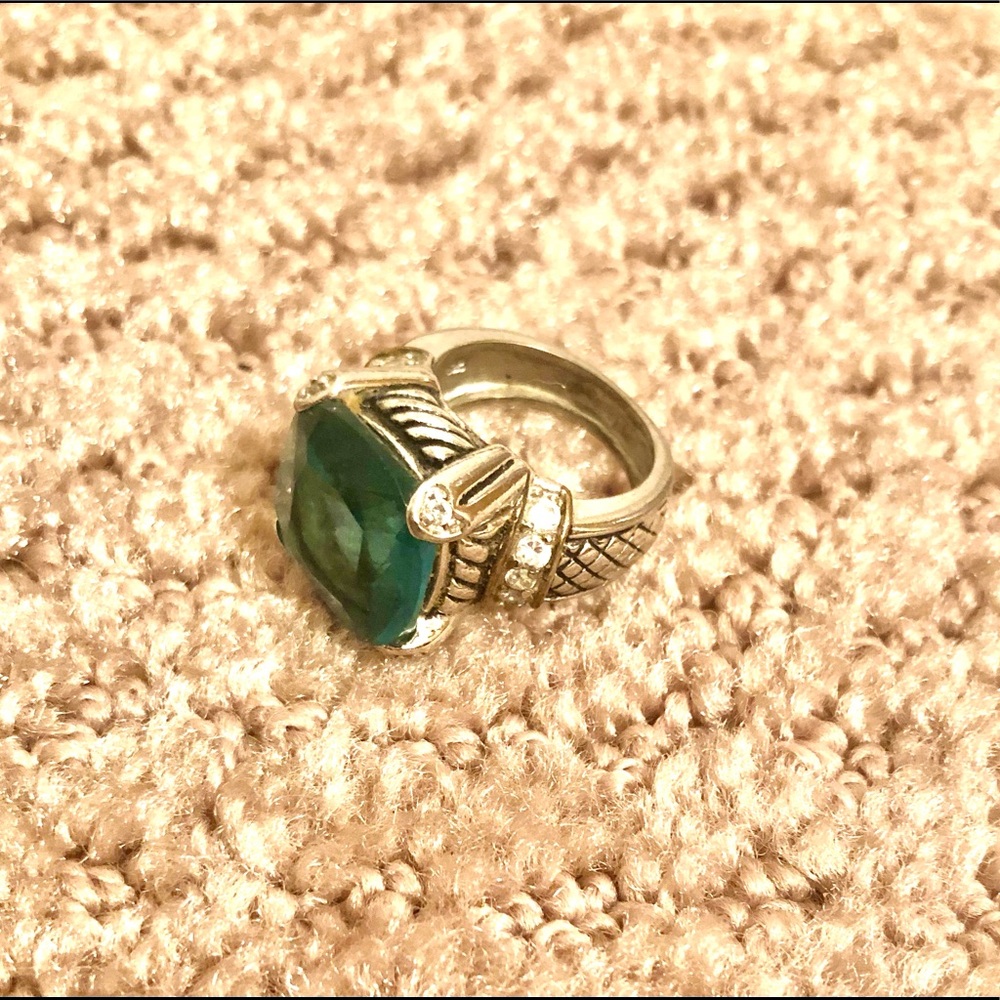 Sterling silver ring with blue gemstone